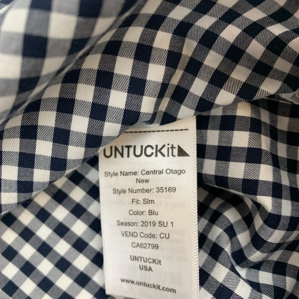 UNTICKit Shirt Men's Medium Slim Fit Blue And White‎ Checkered